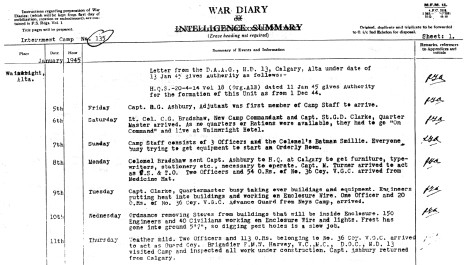 Link to War Diary of Internment Camp No. 135: Jan 5-11, 1945